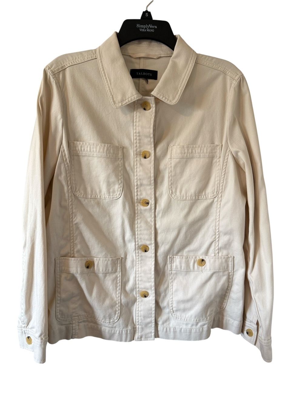 Talbots Off White Cotton Utility Safari Jacket Cream Mens/Womens Size Large